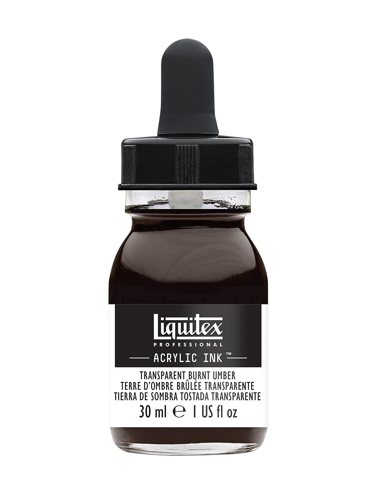 Professional Acrylic Inks Transparent Burnt Umber 130 30 Ml