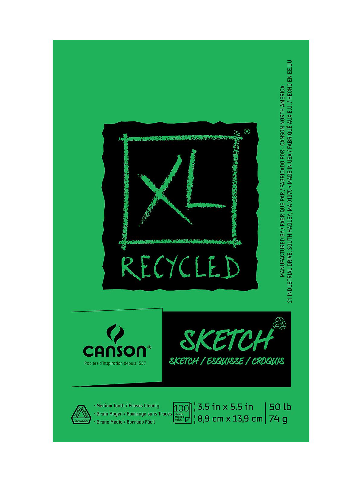 XL Recycled Sketch Pads 3 1 2 In. X 5 1 2 In. Pad Of 100 Sheets Fold-over