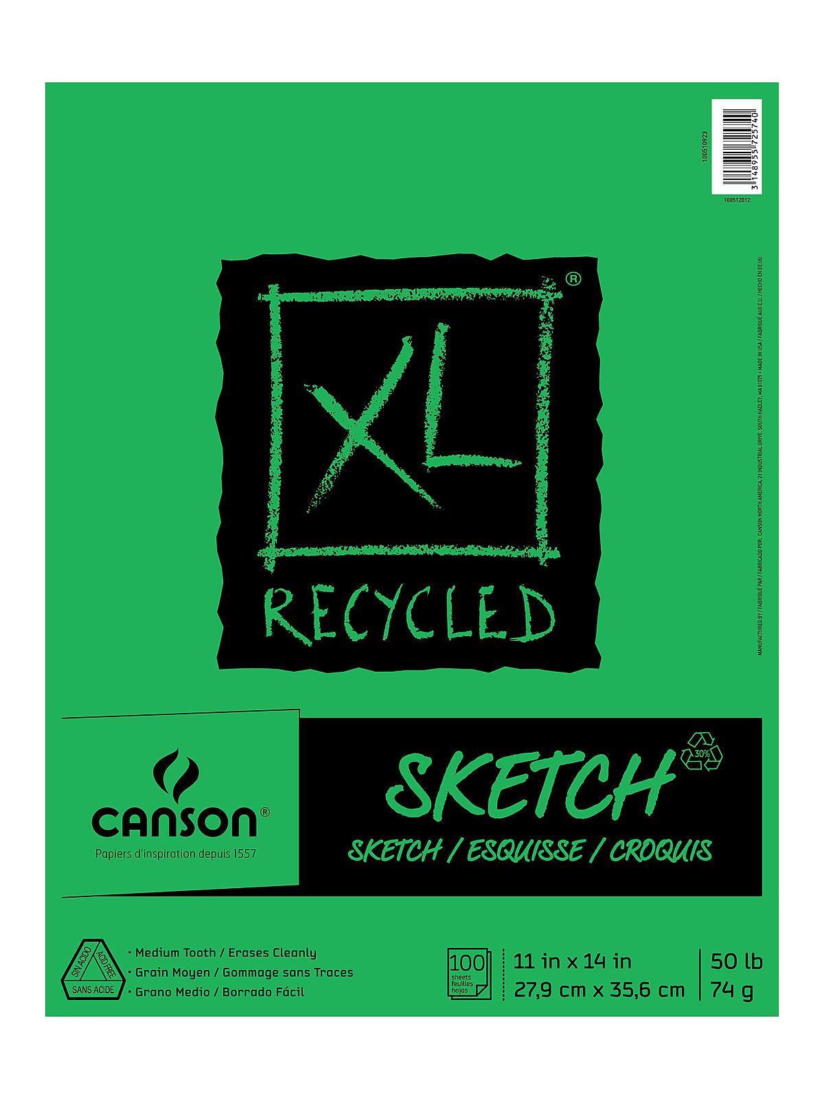 Xl Recycled Sketch Pads 11 In. X 14 In. Pad Of 100 Sheets Fold-over