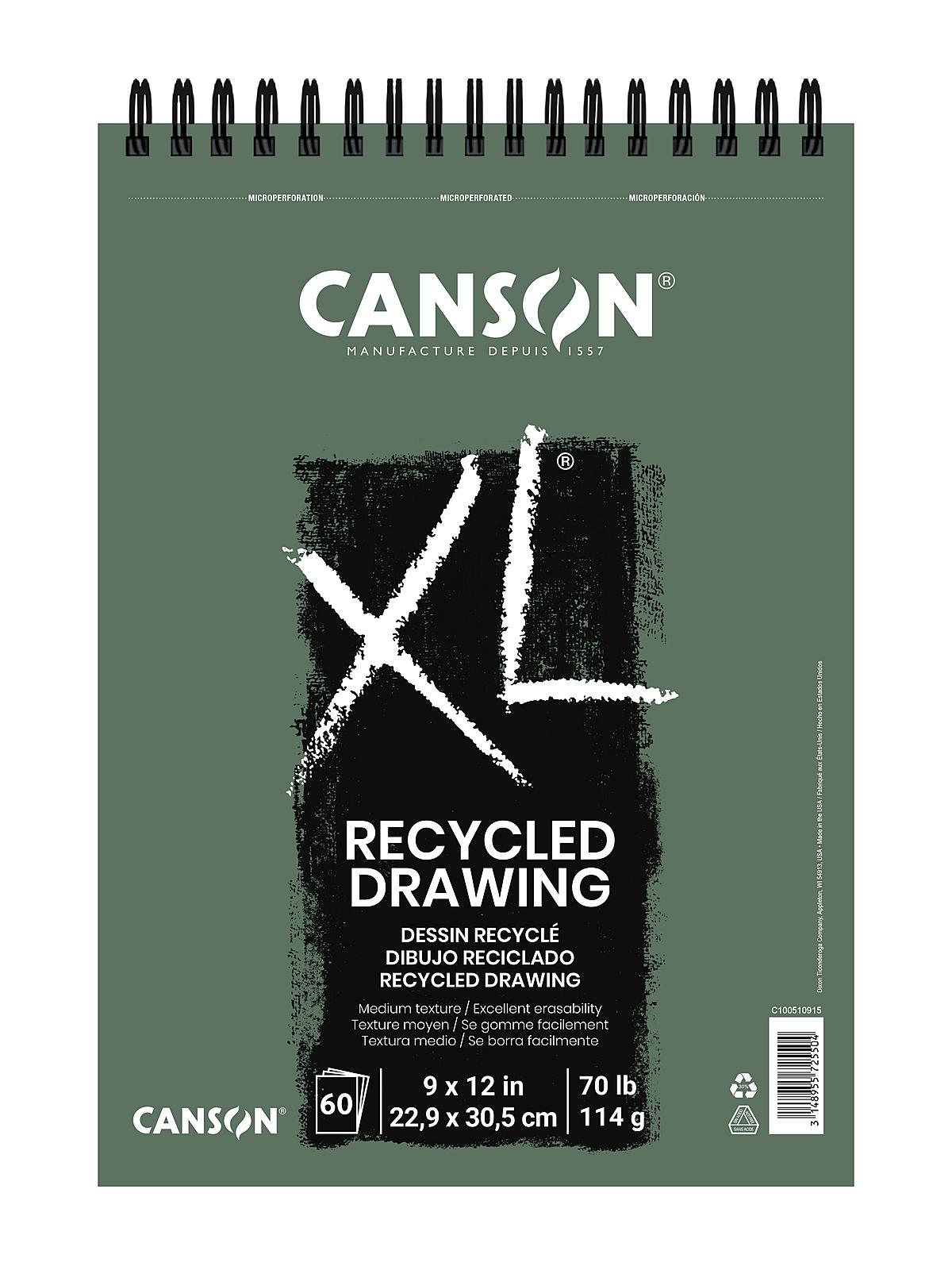 Xl Recycled Drawing Pads 9 In. X 12 In. Pad Of 60 Sheets Wire Bound Top