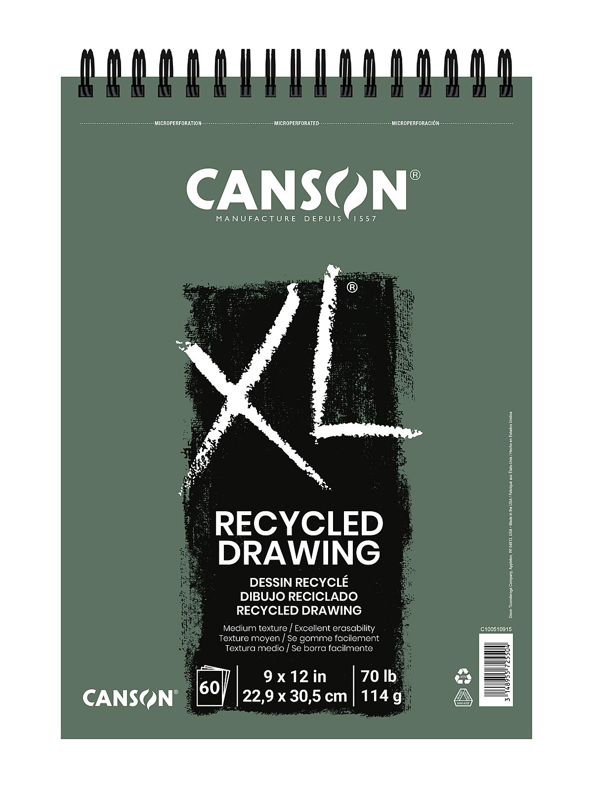 XL Recycled Drawing Pads 9 in. x 12 in. pad of 60 sheets wire bound top