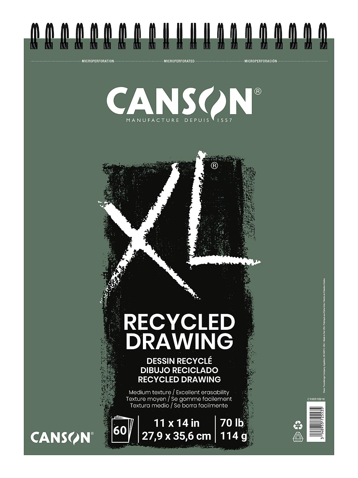 XL Recycled Drawing Pads 11 in. x 14 in. pad of 60 sheets wire bound top