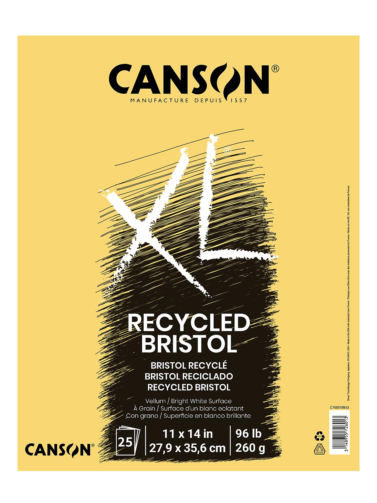 XL Recycled Bristol Pads 11 in. x 14 in. pad of 25 sheets fold-over