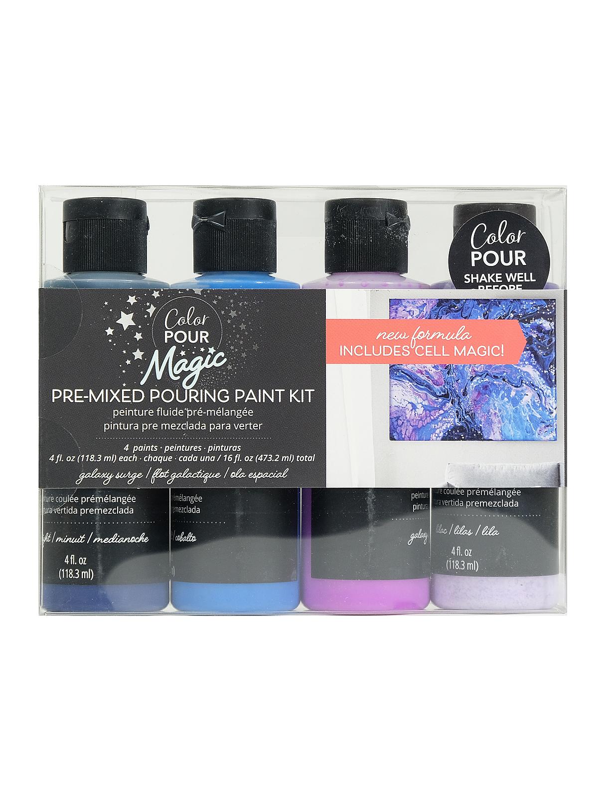 Color Pour Magic Pre-Mixed Pouring Paint Kits Galaxy Surge 4 Pieces