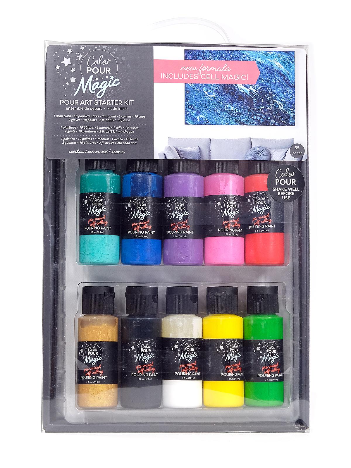 Color Pour Magic Pre-Mixed Pour Art Starter Kit rainbow each