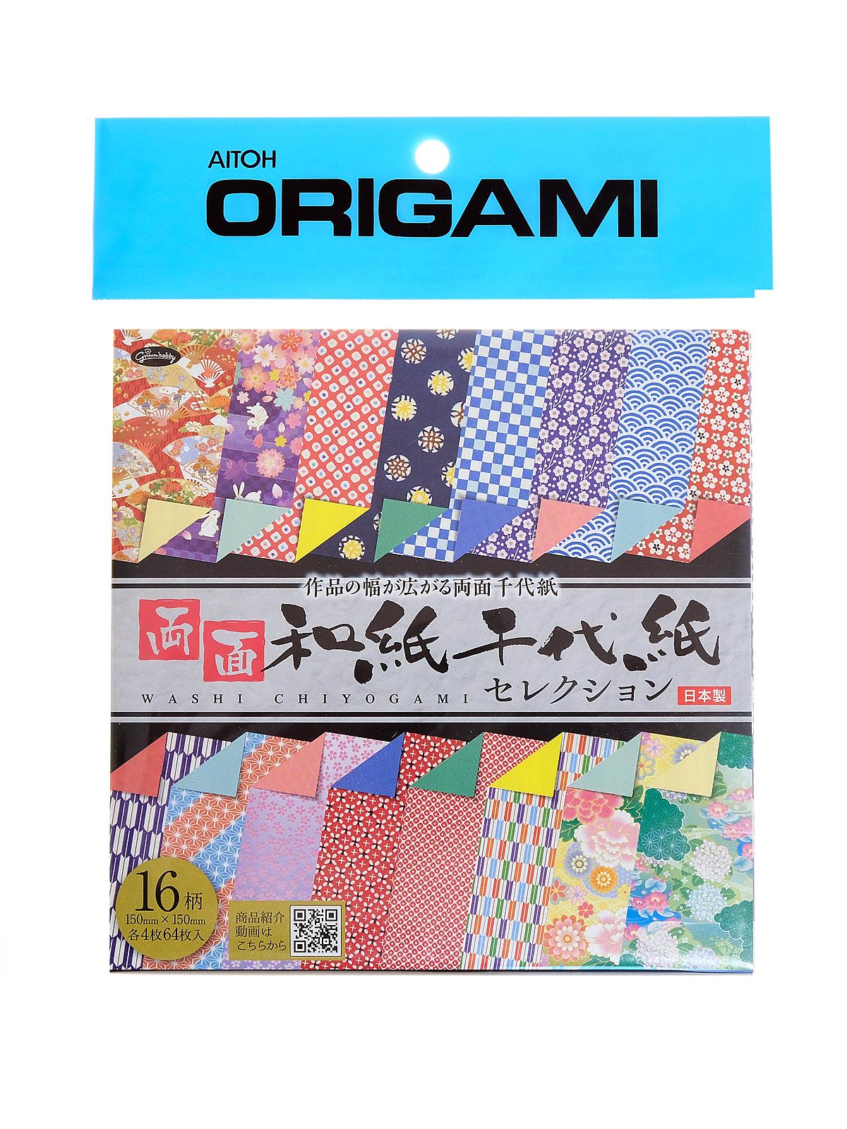 Origami Paper 5.875 in. x 5.875 in. geo kimono double sided 64 sheets