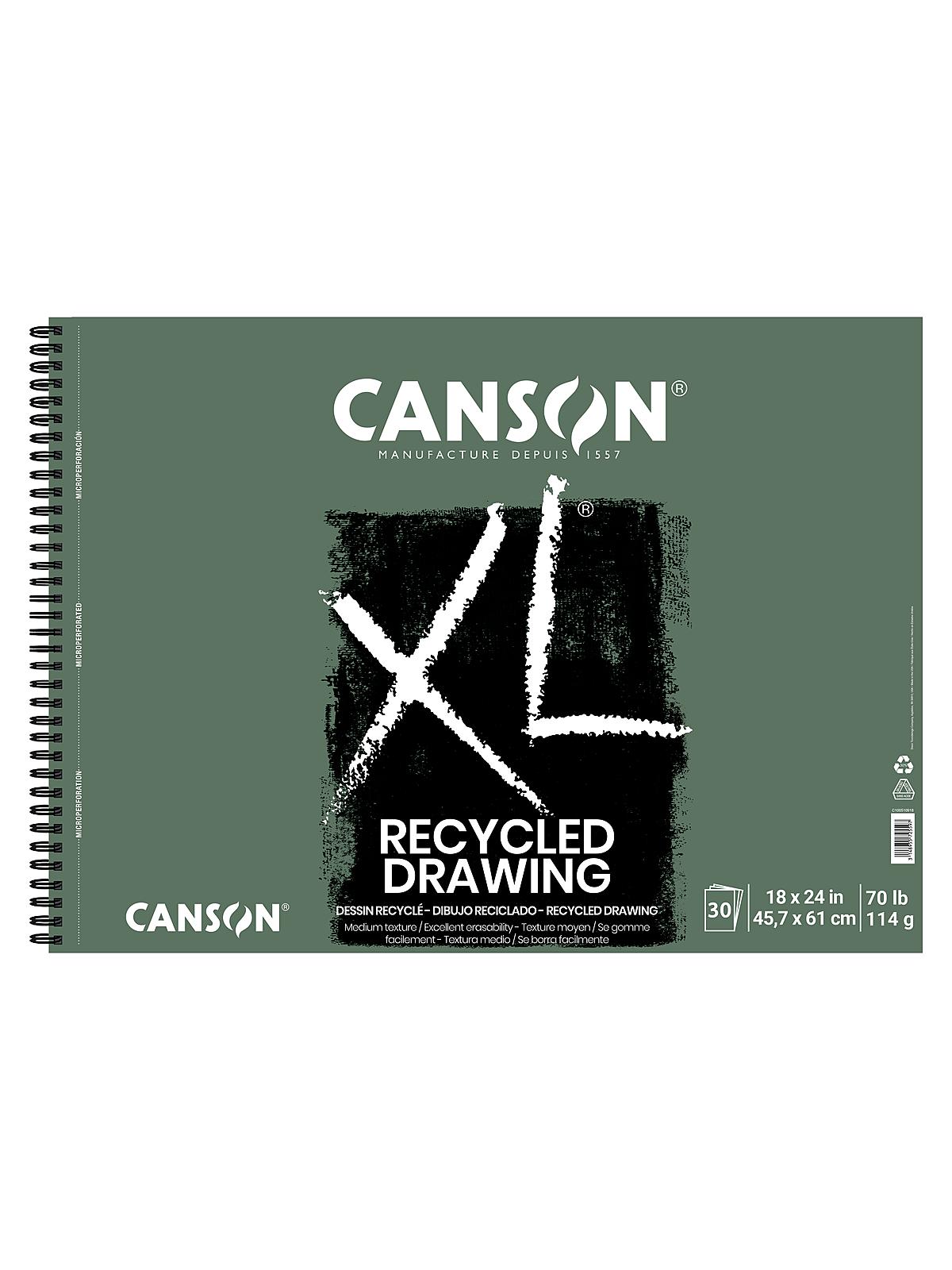 XL Recycled Drawing Pads 18 in. x 24 in. pad of 30 sheets wire bound top