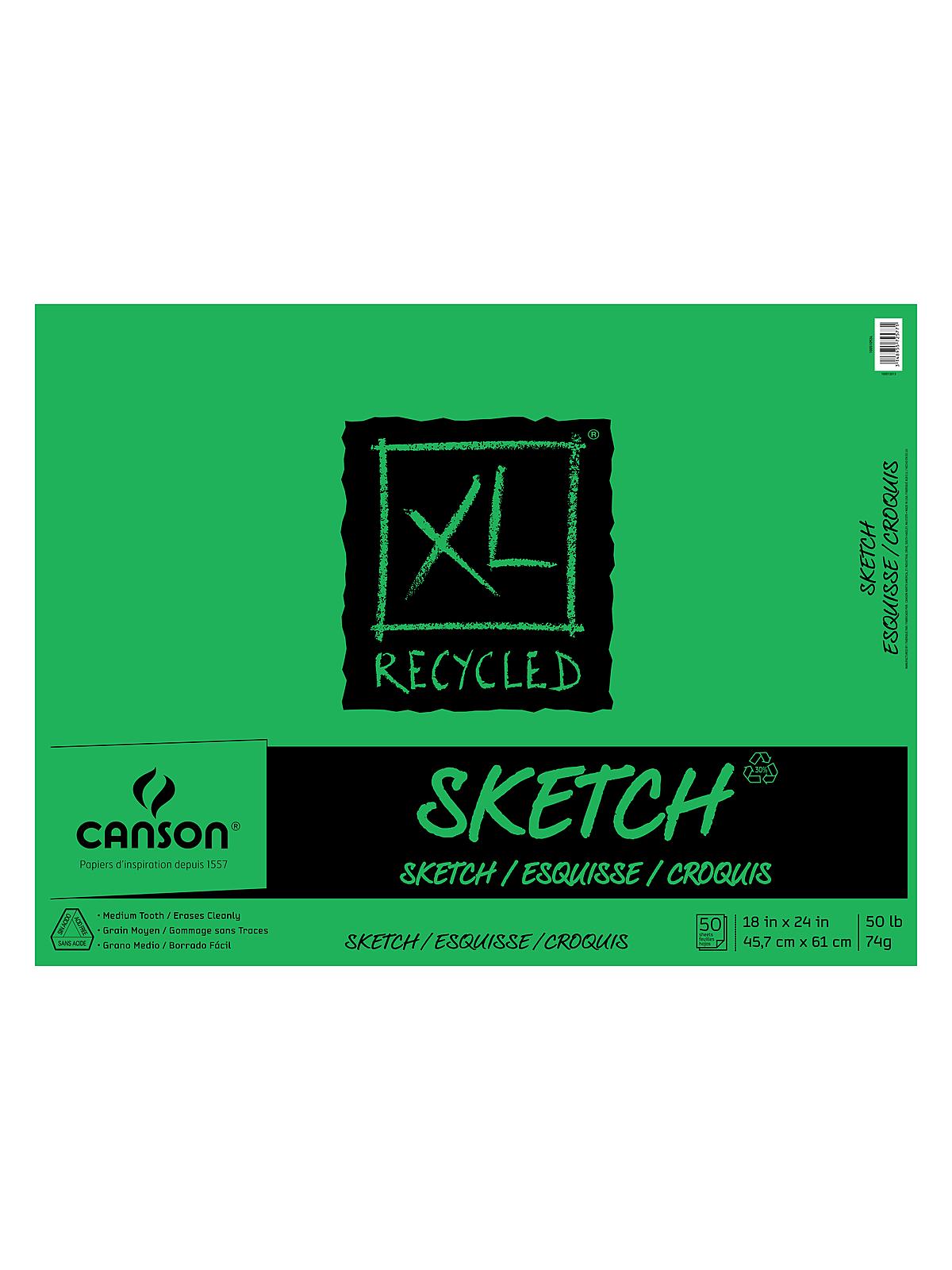 Xl Recycled Sketch Pads 18 In. X 24 In. Pad Of 50 Sheets Fold-over
