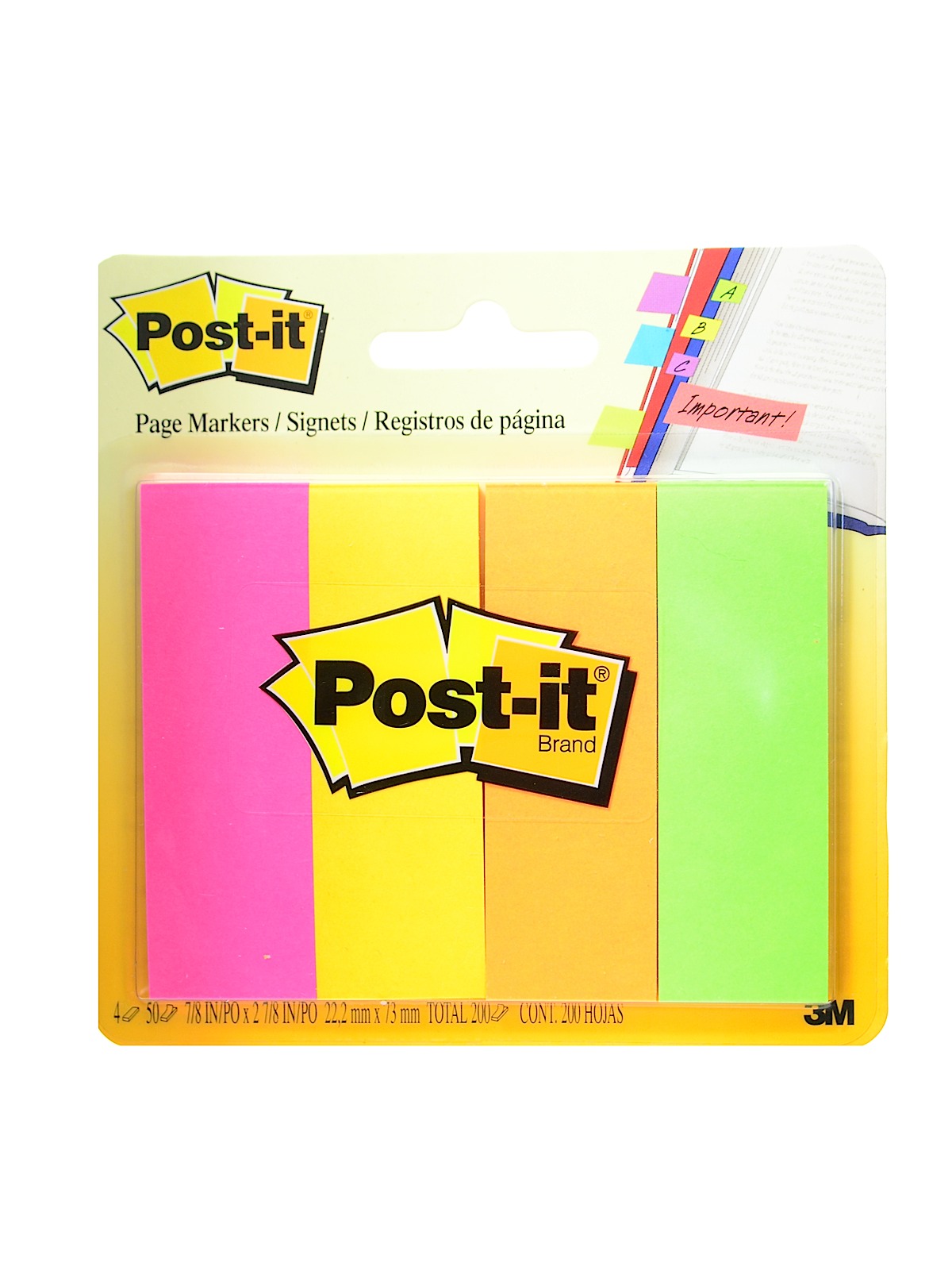 Page Markers Assorted 1 In. X 3 In. 4 Pads Of 50 Sheets Each