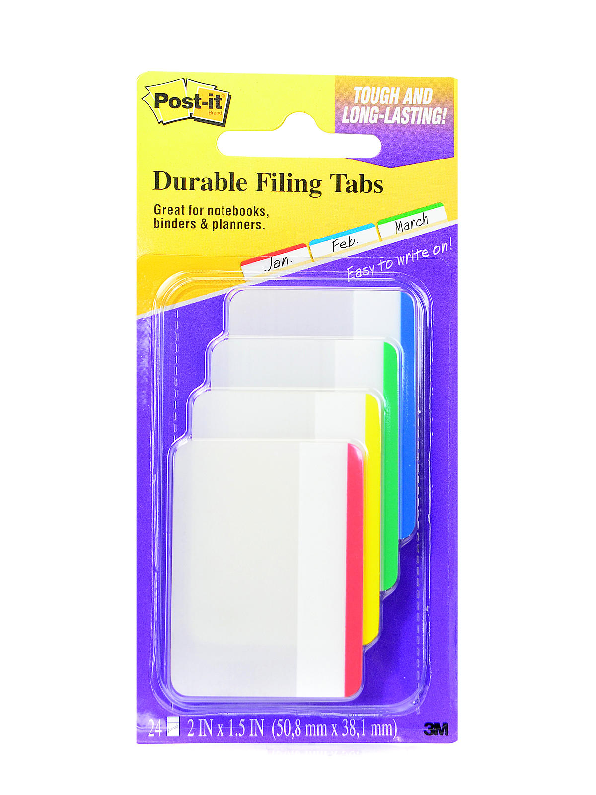 Durable Tabs Blue, Green, Yellow, And Red Pack Of 24 Tabs