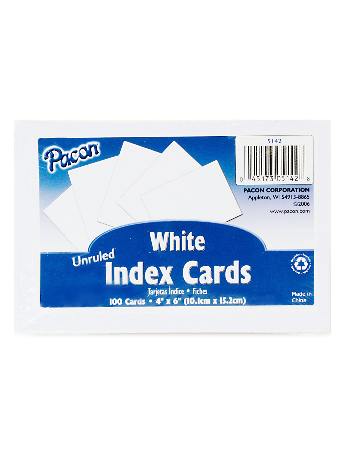 Index Cards White, Plain 4 In. X 6 In. Pack Of 100