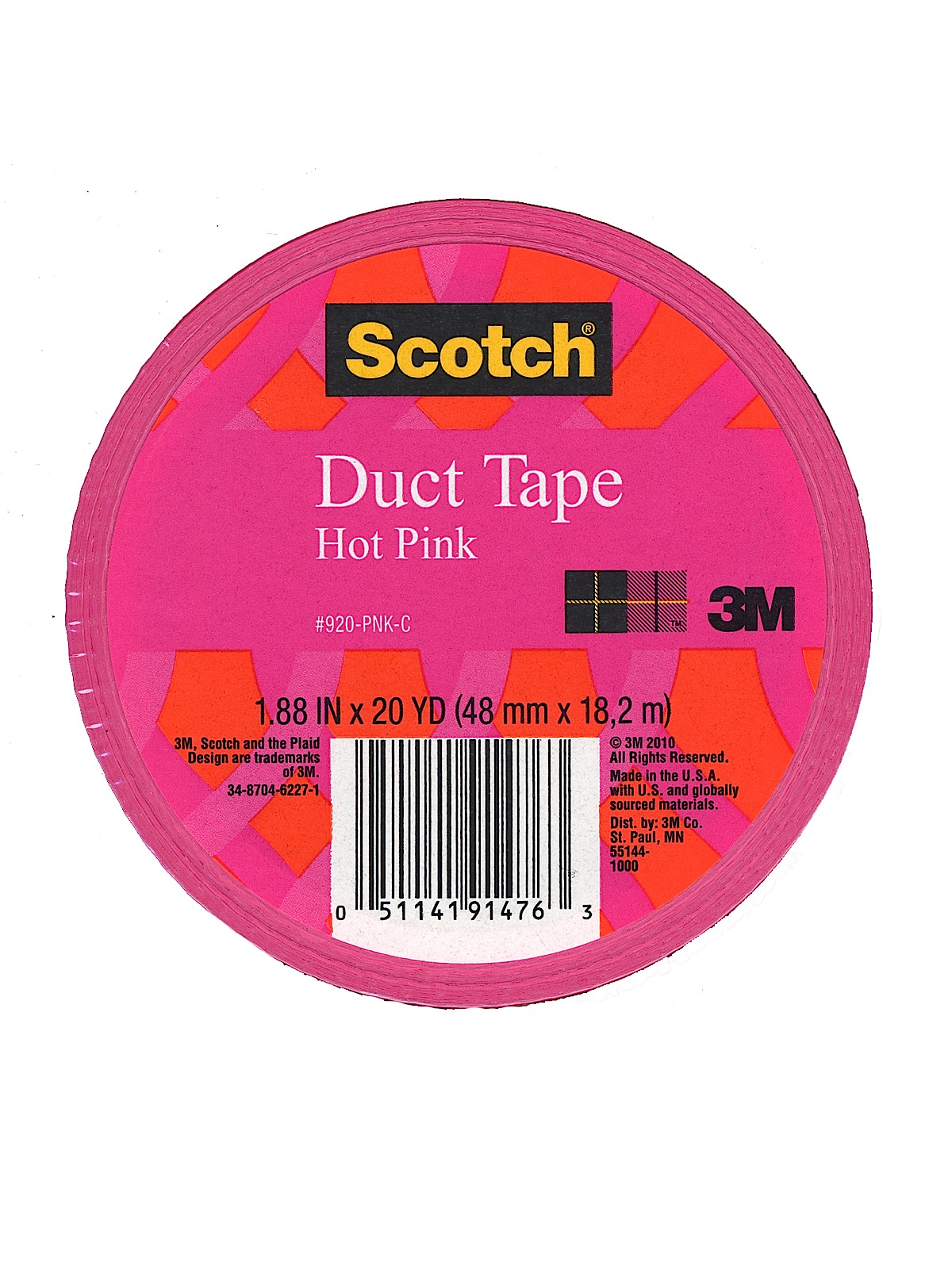 Colored Duct Tape hot pink 1.88 in. x 20 yd. roll 920-PNK-C