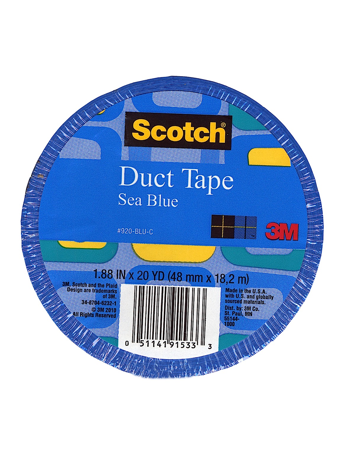 Colored Duct Tape Sea Blue 1.88 In. X 20 Yd. Roll 920-BLU-C