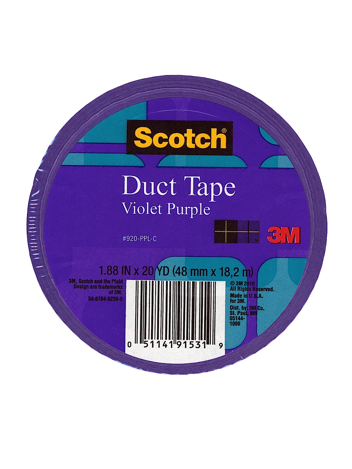 Colored Duct Tape Violet Purple 1.88 In. X 20 Yd. Roll 920-PPL-C
