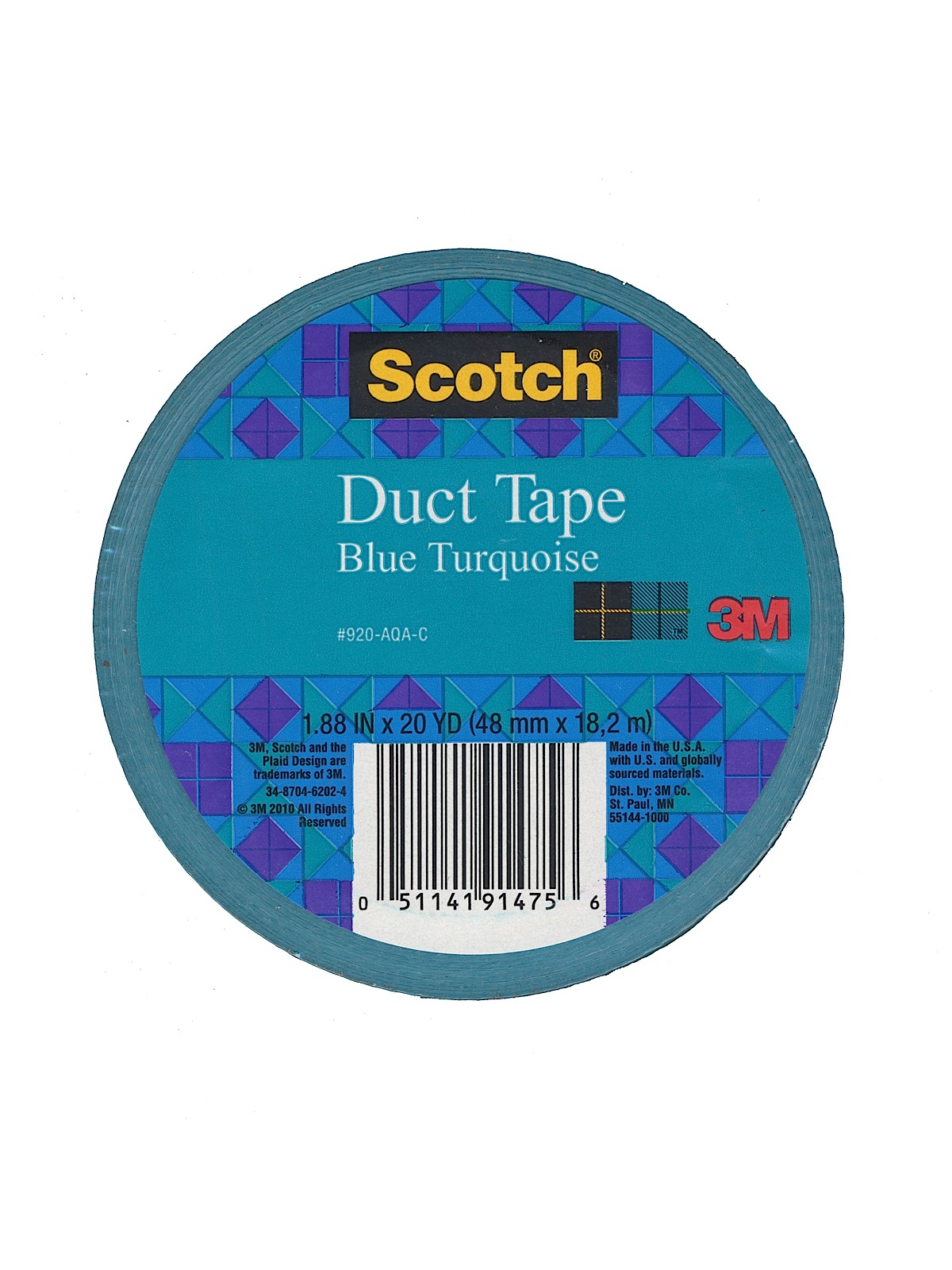 Colored Duct Tape Blue Turquoise 1.88 In. X 20 Yd. Roll