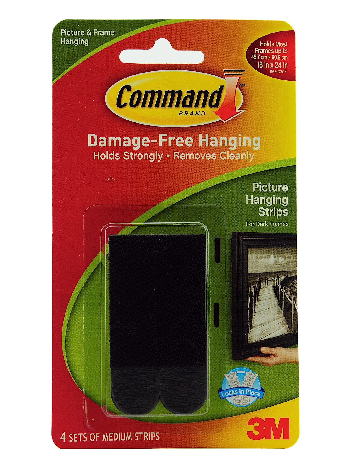 Command Picture Hanging Strips Black Medium Pack Of 4 Sets