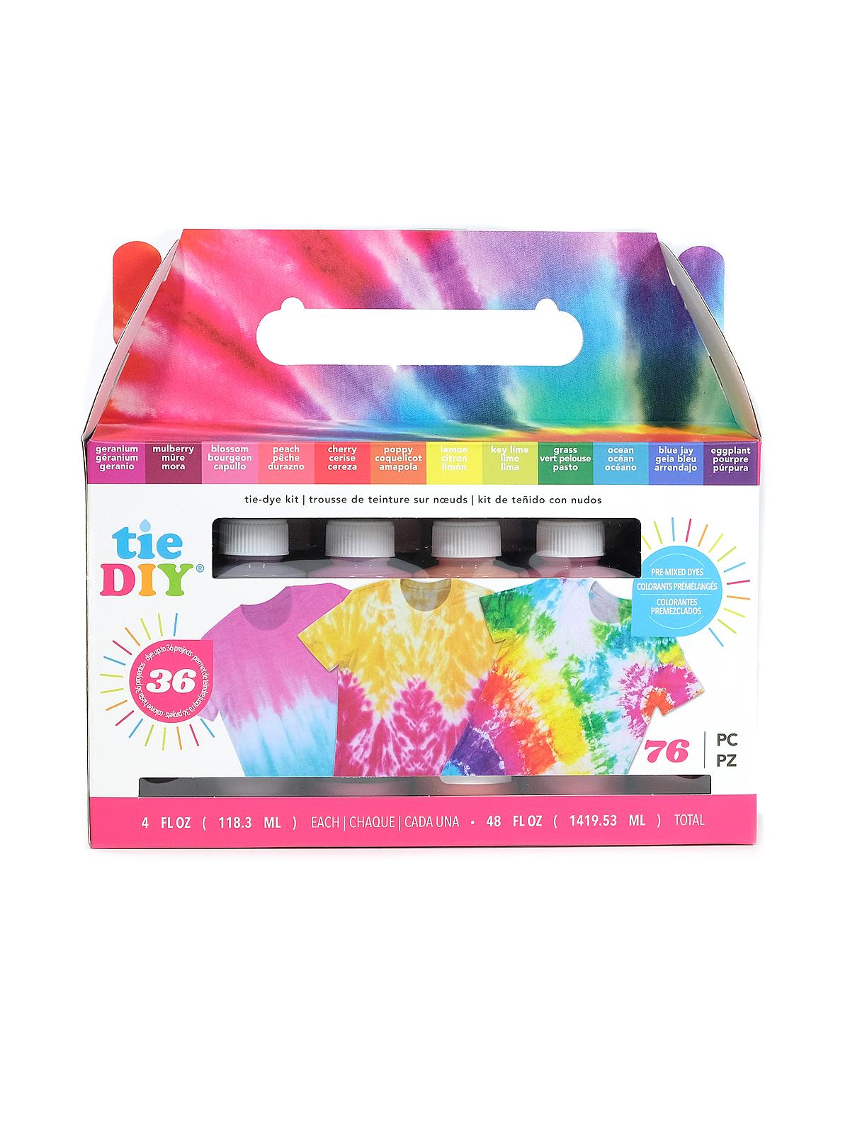 Tie DIY Kits 4 oz. 12 color vivid 76 pieces