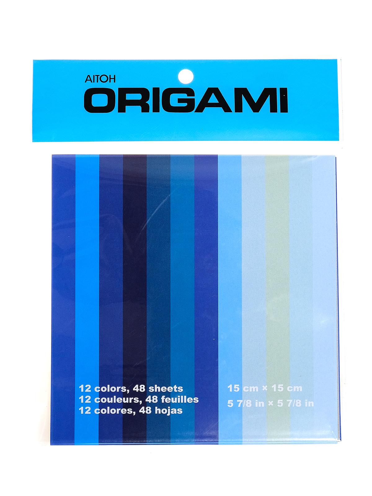 Origami Paper 5.875 in. x 5.875 in. shades of blue 48 sheets