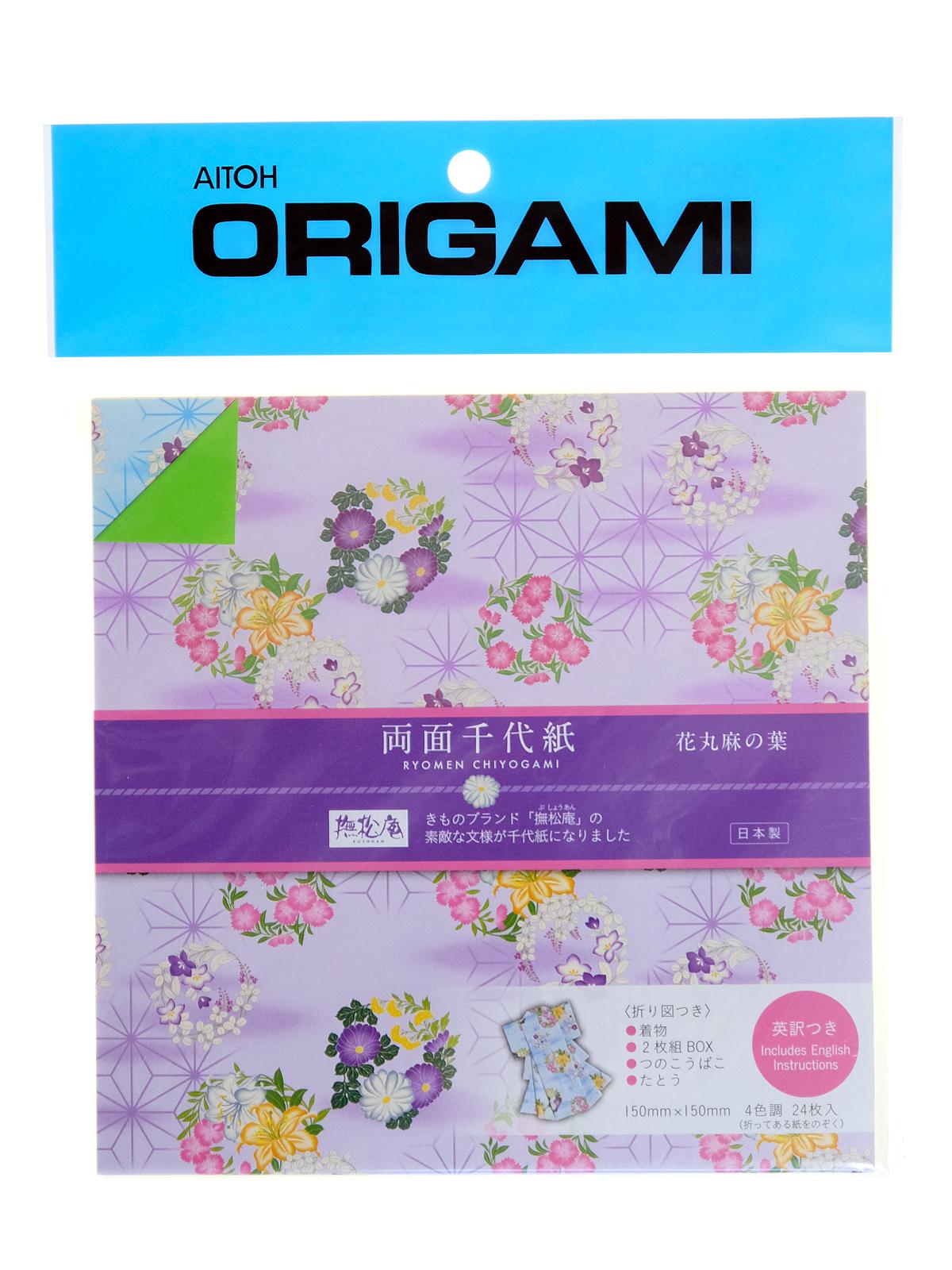 Origami Paper 5.875 in. x 5.875 in. plain posies double sided 24 sheets