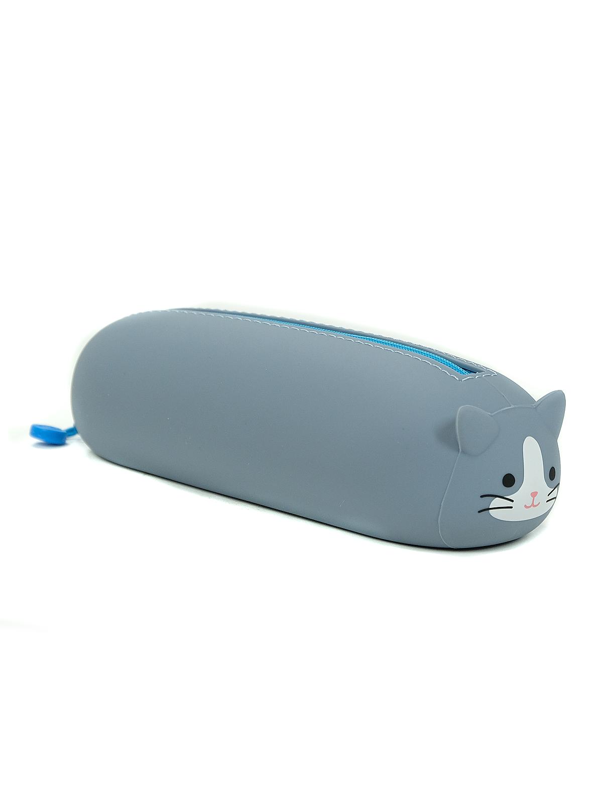 Lying Down Zipper Pouches gray cat