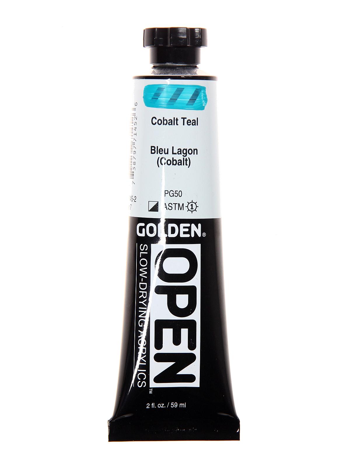 OPEN Acrylic Colors cobalt teal 2 oz. tube