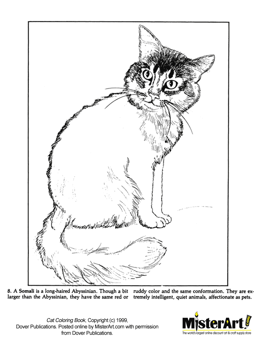 Coloring page. Cute artist kitten with easel and paint brush Stock